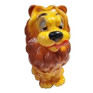 Vtg Money Lover Bank Hungry Lion 1971 N.Y. Vinyl Prod. Comp coin change piggy